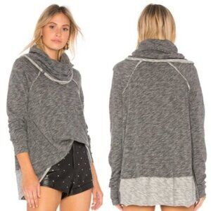 Free People Beach Cocoon Cowl Pullover in Charcoal Boho Slouchy